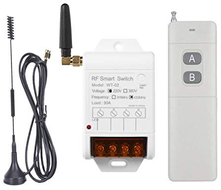 Interruptor de luz inalámbrico con mando a distancia, 220 V, módulo receptor de 1 canal + transmisor de radiofrecuencia de 500 m, para la iluminación de bombas de agua, motores, agricultura, industria