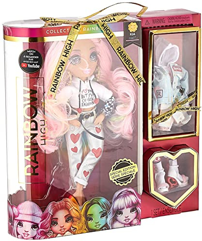 Rainbow High Collectible Fashion Dolls - Designer Clothes, Accessories and Stand - 2 Complete Mix and Match Outfits - Toys for Kids Ages 5 Years and Up - Kia Hart, Pink - Special Edition