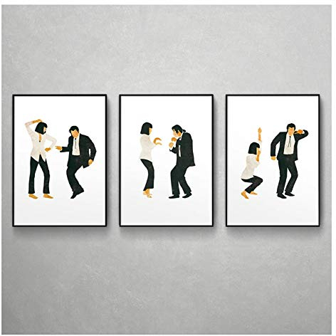AZTeam Pulp Fiction Poster Kunstdruck Klassischer Film Jack Rabbit Dance Poster Minimalistische Wandkunst Leinwand Malerei Wandbild Wohnkultur -50X70Cmx3Pcs No Frame