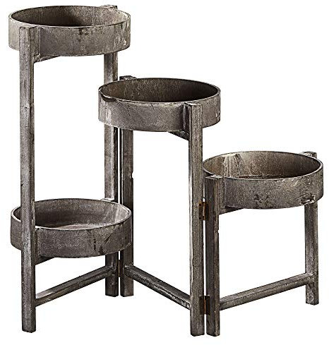 Cepewa Scala per piante rotonda con 4 gradini, pieghevole, in stile rustico vintage, Portapiante da interni, Scaletta portafiori, Alzata, 25 x 62 x 100 cm