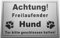 Warnschild Achtung Freilaufender Hund, Tor geschlossen halten, Schild Hundeschild Silber (20x15cm 4 Löcher Ecke)