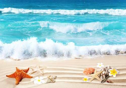 Wesmilewallpaper Papier Peint Panoramique 3D Bord De Mer Plage Vagues Coquilles D'Étoiles De Mer Papiers Peints Intissé Poster Mural Tapisserie Murales 430x300cm