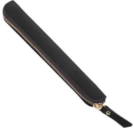 Cabilock Genuine Leather Zipper Pen Pouch Fountain Pen Case Pencil Bag for Rollerball and Ballpoint Pens Handmade Holder for Office College and School Use