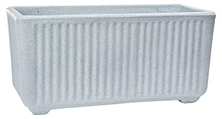Garden Italia Vases Pot de Jardin Rectangle centorighe Haut GRCH Côté 80 cm - Hauteur 40 cm - en résine Couleur Pierre - Fabriqué en Italie - Résistant au Gel - Antichoc - Léger