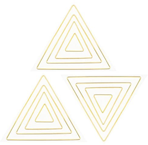 MSCFTFB 12 Stück sortierte 4 Größen Mond Stern Herz Quadratisch Dreieck Runde Form Traumfänger Ringe Makramee Gold Metallreifen für Blumenkranz Wandbehänge DIY Bastelbedarf Heimdekoration (Dreieck)