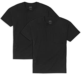 Fruit of the Loom Men's Eversoft Cotton T-Shirts, 2 Pack-Black, XL (Pack of 2)