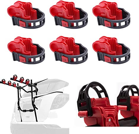 ASENDIWAY 6 Pcs Bike Rack Hitch Mount Bicycle Car Bike Rack Strap Cradles Cargo Carrier Spare Hooks with Rubber Straps Replacement Car Racks Accessories 1-1/4&2 Truck Hitch Red&Black