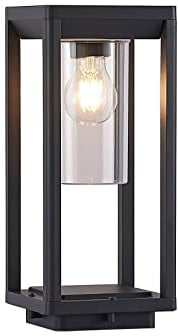 Lindby Außenleuchte Estami (spritzwassergeschützt (Modern) in Schwarz aus Aluminium (1 flammig, E27) - Wegeleuchte Pollerleuchte Wegelampe Sockelleuchte