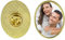 Ovaler, Goldener Anstecker zum Selbstgestalten - Anstecker mit eigenem Foto bedruckbar - Goldener Anstecker in ovaler Form mit Foto personalisierbar