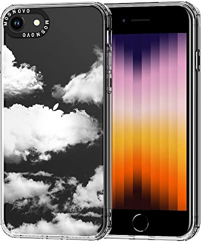 MOSNOVO Case for iPhone SE, iPhone 8 & iPhone 7, [Buffertech 6.6ft Military-Grade Drop Protection] [Anti Peel Off Tech] Clear TPU Bumper Phone Case Cover Design - Cloud