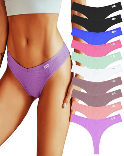 FINETOO 7/10 Pezzi Donna Cotone Perizoma Elasticizzato Tanga Confortevole Thongs Bassa Mutande Slip S-XL