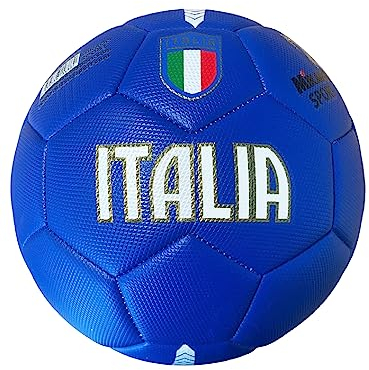Mikado Sport Pallone da Calcio Modello Italia. Blu. Palla Realizzata in HF PVC. Adulti Ragazzi e Bambini (Misura 5 - Grande)