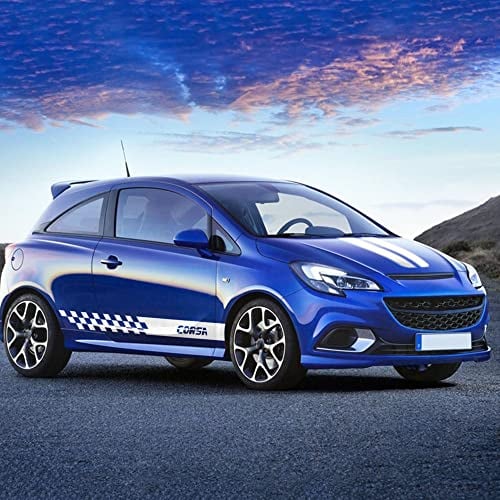 ACSUZ Auto Aufkleber, für Opel Corsa C D E F Car Auto Seitentür Aufkleber Protector Personalised Klebt Deko AufStyling Accessories,White