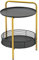 HOMCOM Beistelltisch 2-in-1 Design Runder Couchtisch Nachttisch mit Ablagen, Serviertablett, Sofatisch im Industrie-Design Kaffeetisch für Wohnzimmer, Stahl, Schwarz+Gold