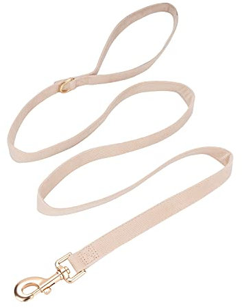 YUDOTE Weiche Cord-Hundeleine mittelgroß,2x150cm,Cremeweiß