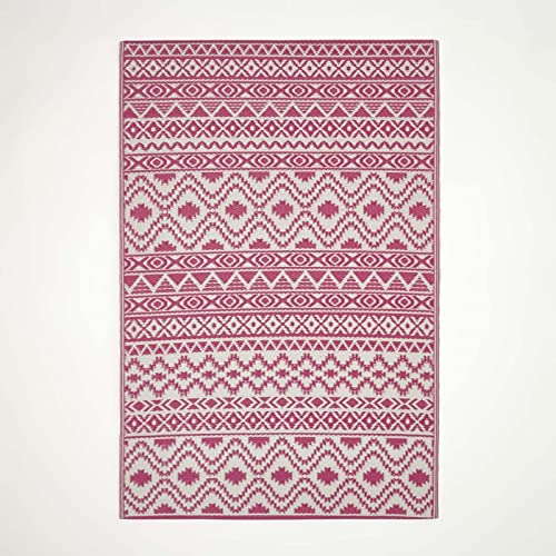 Homescapes Gartenteppich Tia, rosa Outdoor-Teppich wetterfest 120x180 cm, wasserfester Teppich für Außen und Innen aus Polypropylen mit Ethno-Muster für Balkon und Terrasse
