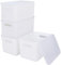 WOPPLXY 4PCS White Storage Boxes with Lid - 6.5L Stackable, Durable Boxes - White Plastic Storage Box with Lid for Desktop, Bathroom, Kitchen, Home and Office