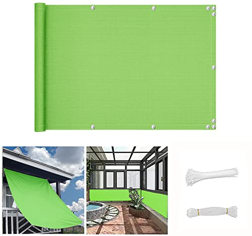 QINGLV Brise Vue Balcon 100x300cm Brise Vue Occultant Opaque RéSistant à l'eau Toile Brise Vue Balcon avec Attaches De CâBle Et Cordons -Vert