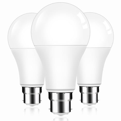 Caldarax Bayonet Light Bulbs 60W Equivalent, 9W B22 LED Bulbs Warm White 2700K, 800LM A60 GLS BC Energy Saving Light Bulb, Non-Dimmable, 3 Pack