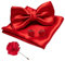 JEMYGINS Herren Fliege Satin Rot (7) Fliege und Einstecktuch mit Manschettenknöpfe Brustblume Sets