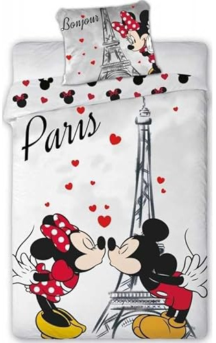 arlis Bettwäsche Minnie and Mickey Disney – 1 Bettbezug 140 x 200 cm + 1 Kissenbezug (Bettwäsche Minnie und Mickey – A)