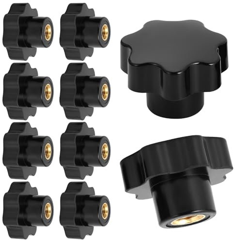 Knpwer 10 Stk M8 Sterngriffmutter,Sterngriff, Schwarz Kunststoff Griffmuttern,Innengewinde Klemmknopf