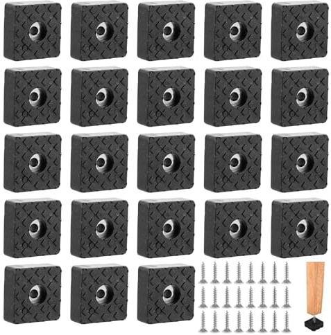 APACALI 50 Stück Gummifüße Schraubbar Quadratisch, 30MM Gummifüße Möbel Schwarz, Anti-Rutsch Gummipuffer mit Schraube für Möbel und Böden