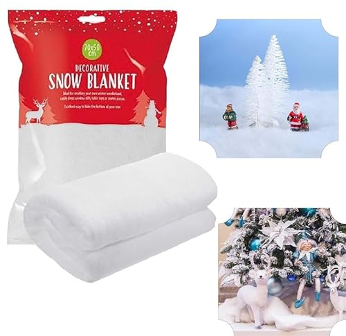 Couverture de neige artificielle de 70 cm, rouleaux de neige, feuilles de neige pour Noël, vacances, hiver, chemin de table, décoration d'hiver