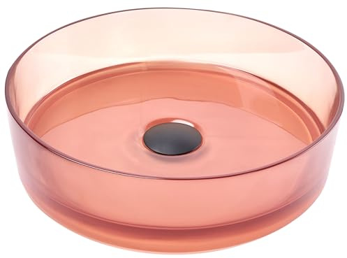 Aufsatzwaschbecken Mineralwerkstoff rot rund ⌀ 36 cm mit Stöpsel modern Tolosa