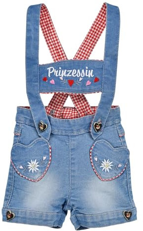 Bondi Latzshort ´Prinzessin´, Blue Denim 68 Tracht Baby Mädchen Artikel-Nr.86856