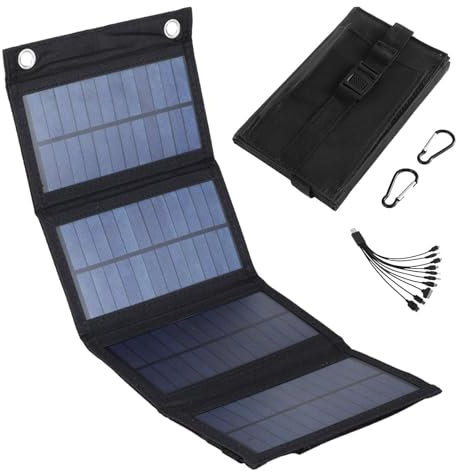 Monocrystalline Silicon Solar Panel, Portable Solar Phone Charger, 50W 5V Strong Power Output USB Ports, IP65 Waterproof Foldable Solar Charger Solar Power Bank For Cell Phone Tablets, Outdoor Camping
