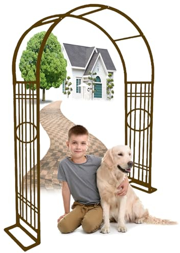 Rosenbogen Rankgitter Rankhilfe Gartentor Torbogen Pergola Spalier Für Verschiedene Kletterpflanzen, Draußen Rankgitter Witterungsbeständig Mit Sockel W180cm, W220cm, W260cm, W300cm(Color:Braun,Size:W