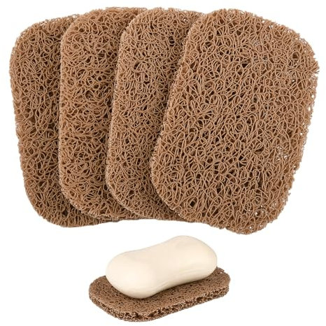 Hebterrka Lot de 4 porte-savon antidérapants sans BPA - Auto-gonflants - Pour cuisine, salle de bain, douche, hôtel, voyage - Produit de nettoyage