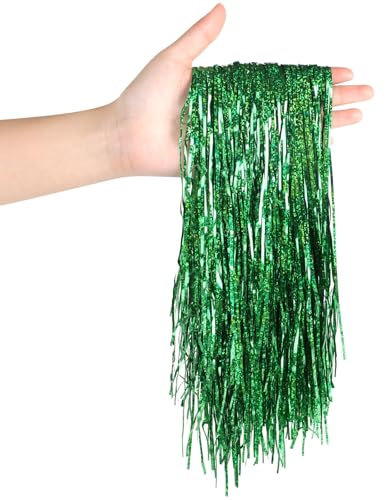 SULOLI Lametta Vorhänge,Lametta Glänzend für Weihnachtsbaum Tannenbaum Weihnachtsdeko Weihnachten Party Geburtstagsfeier Hochzeit (Grün)