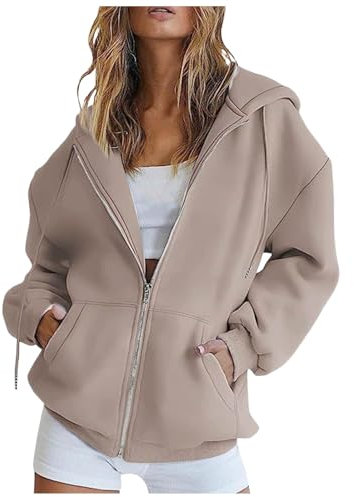 hoodie damen schwarz mit aufdruck, Sweatjacke Damen mit Kapuze Oversize Sweatshirt Jacke Zipper Hoodie Y2K Kapuzenjacke Langarm Sweatshirt Sport Style Casual Kapuzenpullover mit Reißverschluss