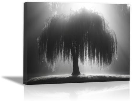 TZKRWRH Grigio Quadro Stampa su Tela Canvas, Albero della Vita Pittura da bagno Quadri Moderni Decorazione da parete Stampa su tela per Camera da letto Bagno Ufficio-80x120cm Incorniciato