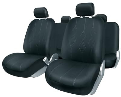 +PWR Car Parts Juego de Fundas de Asiento Universales Venezia Negras. Airbag Compatibles, Cremallera Trasera Partida. Completo para 5 Asientos.