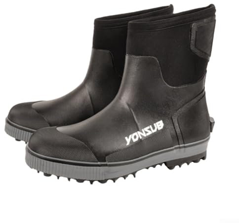 Feegow Stivali da pesca per uomini e donne, stivali di gomma in neoprene stivali da ponte impermeabili, scarpe da pesca antiscivolo con suola a chiodo, scarpe calde a prova di freddo