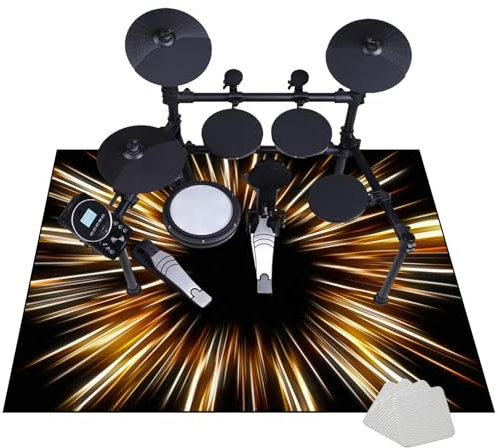JaevKwzy 120 x 100 cm Schlagzeug Teppich Schallschutz Trommel Teppiche Drum Teppich rutschfeste Professioneller rechteckiges Elektronisches Jazz Schlagzeug Kit Schallschutzmatte