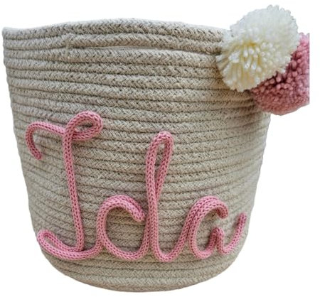 Dekorativer personalisierter Aufbewahrungskorb, Spielzeugkorb, Osterkorb, Geschenkkorb baby mit Namen in rosa