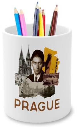 Fabulous Stifteköcher aus Keramik – Prag Vintage Reise Tschechien Postkarte – 325 ml