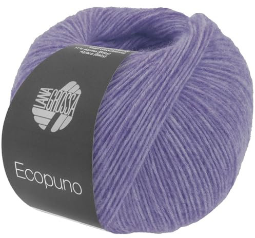 LANA GROSSA Ecopuno | Edle Netzgarnstruktur aus Baumwolle gefüllt mit Merino/Alpaka | Handstrickgarn aus 17% Schurwolle & 11% Alpaka Wolle | 50g Wolle zum Stricken & Häkeln | 215m Garn FB 214