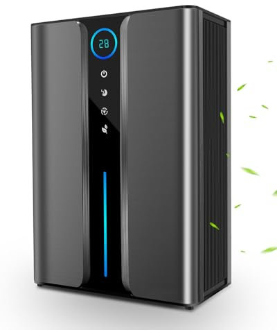 2200ML Dehumidifiers for Home, Portable and Ultra Quiet Dehumidifiers with 7-color LED lights & Auto-Off, Dual-Core Motor Dehumidifier, Ideal for Bedroom, Bathroom