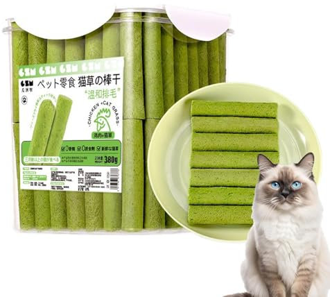 Hogvinnatil Katzengras Snack | Katzengras Sticks | Cat Grass Teething Stick | Gefriergetrocknet Snacks Für Katzen Für Die Zahnpflege Und Haarknäuel Entfernen | Beißstab Aus Katzengras