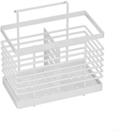 Metal Kitchen Utensil Holder Wall Mounted Solution for Organized Cooking Tools (White)