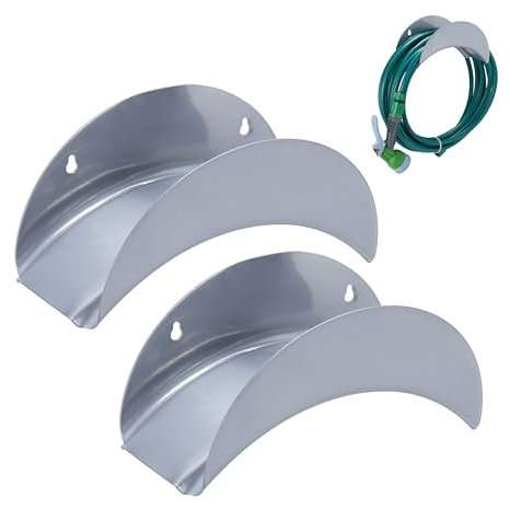 Relaxdays 2X Sostegno Portatubo da Giardino, da Appendere, in Ferro, per Tubi da 30 Metri 1/2, Forma a Sella, Argentato