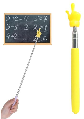 WeddHuis 1 Pezzi Bacchette Telescopiche Allungabili per Insegnanti Puntatore Telescopico Retrattile per Presentazioni Formazione e Seminari,Giallo