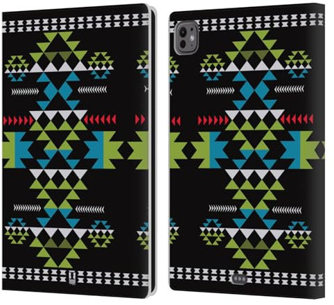 Head Case Designs Noir Néo-Navajo Étui Portefeuille en Cuir Compatible avec Apple iPad Pro 11 M4/M5 2024/2025