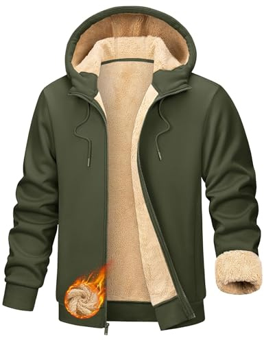 CSYX Sweatjacke Herren Outdoor Fleecejacke Warm Gefüttert Winter Kapuzenjacke Zipper Hoodie Kapuzenpullover Casual Sweatshirt mit Kapuze Winterjacke Jogging Teddyfleece Jacken Pullover mit Taschen