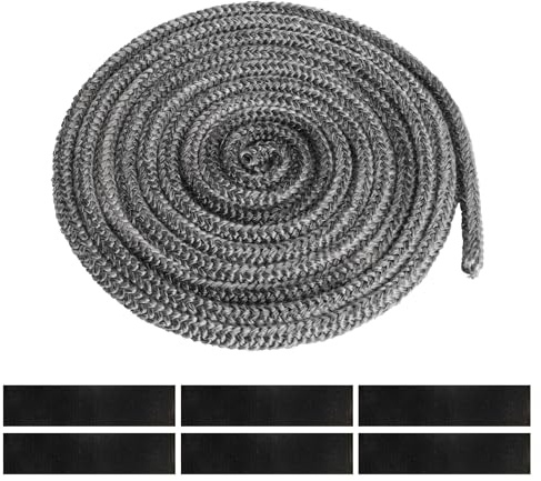 Bubuny Kamindichtung Ofendichtschnur Φ 8mm 3m, Feuerfeste Glasfaserschnur Hitzebeständig bis 600°C, Kamin Dichtband Türdichtung Ofendichtung Feuerfest für Kaminofen, Smoker, Grill und Ofentüren